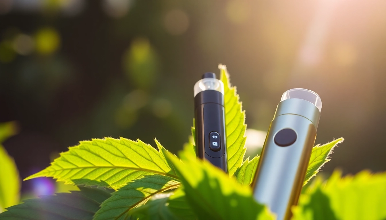 Experience Muha Meds Disposables with a sleek vape pen against lush greenery, highlighting its modern design.