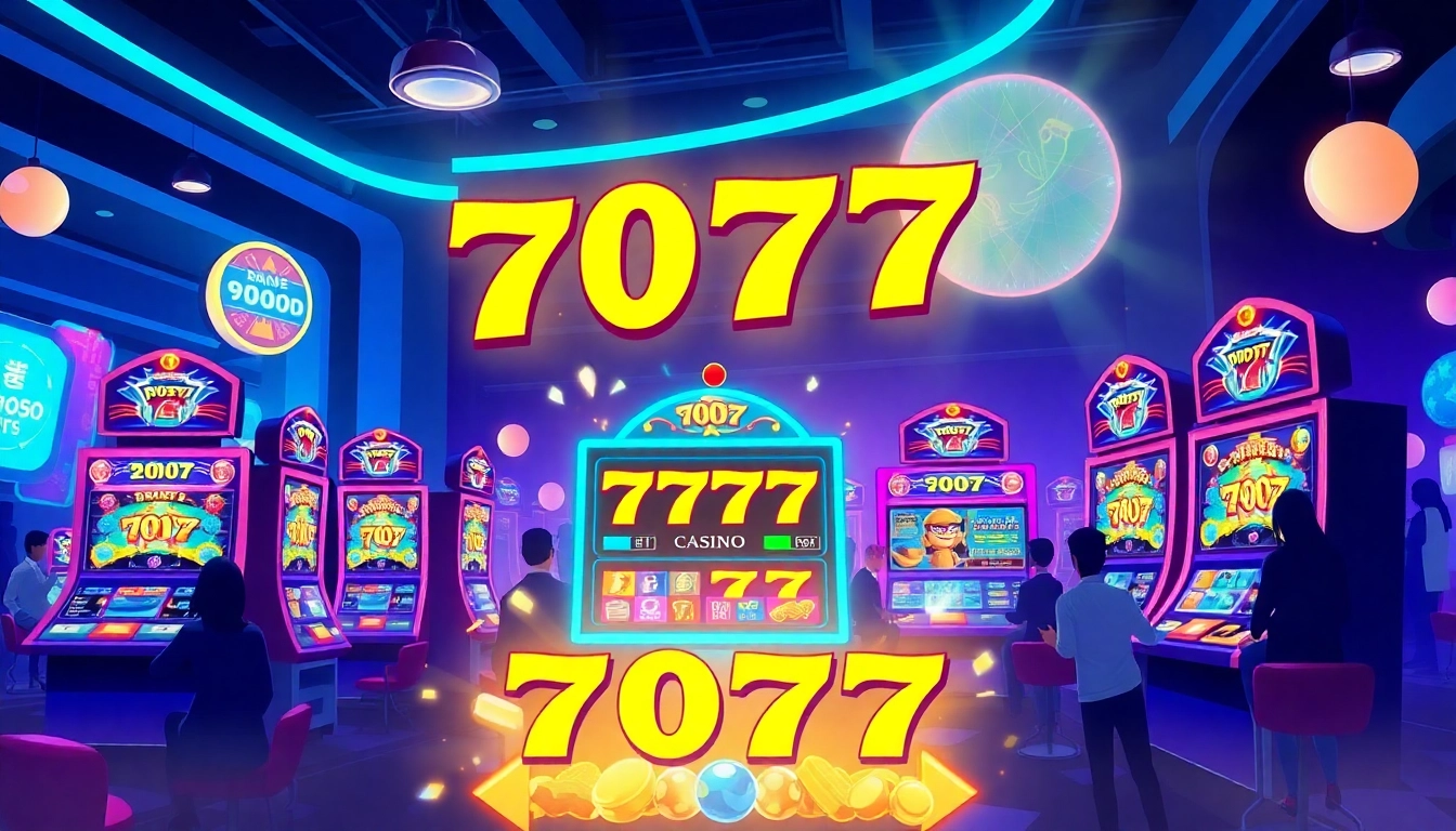 Experience exciting สล็อต777 gaming with colorful slot machines in a vibrant casino atmosphere.