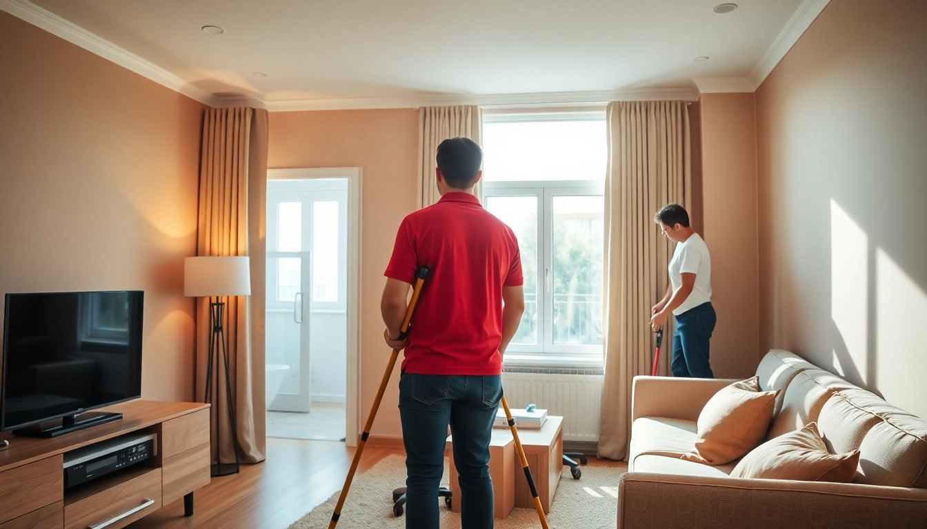 Professional bond cleaning Brisbane team meticulously cleaning a living room for pristine results.