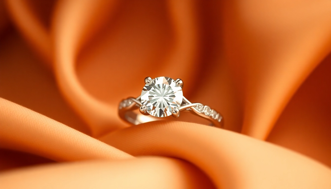 Showcase a stunning 2 Carat Engagement Ring featuring exquisite diamond brilliance on an elegant satin background.