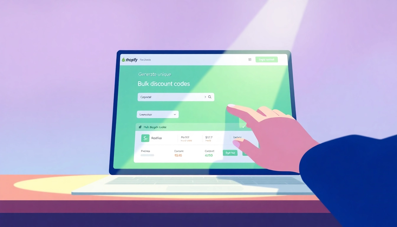 Generate unique discount codes effortlessly using the Shopify bulk discount code generator interface.